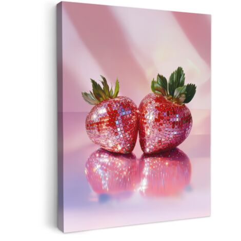 QUADRO SU TELA Disco - Frutta - Glitter - Fragola 60x80 cm