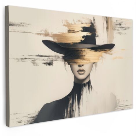 QUADRO SU TELA Donna - Cappello - Vernice 150x100 cm