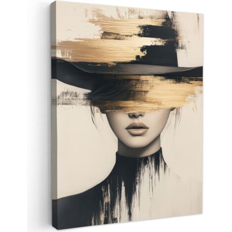 QUADRO SU TELA Donna - Cappello - Vernice 60x80 cm