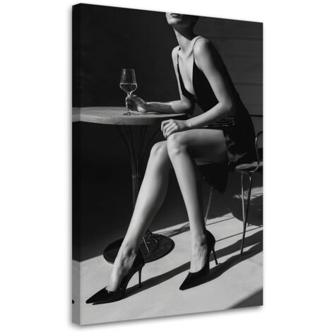 Quadro su tela, Donna con vino - 40x60