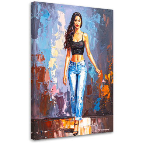 Quadro su tela, Donna in jeans - 60x90