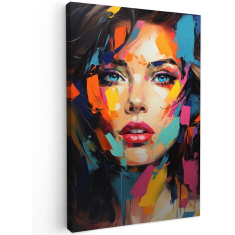 QUADRO SU TELA Donna - Ritratto - Colorato - Arte 20x30 cm