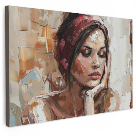 QUADRO SU TELA Donna - Sguardo pittorico - Ritratto - Moderno 60x40 cm