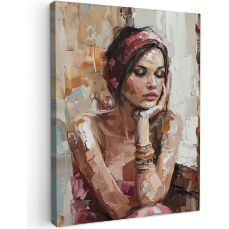 QUADRO SU TELA Donna - Sguardo pittorico - Ritratto - Moderno 60x80 cm