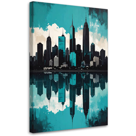 Quadro su tela, Edifici moderni Città turchese, 20x30