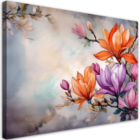 Quadro su tela, Fiore acquerello - 100x70