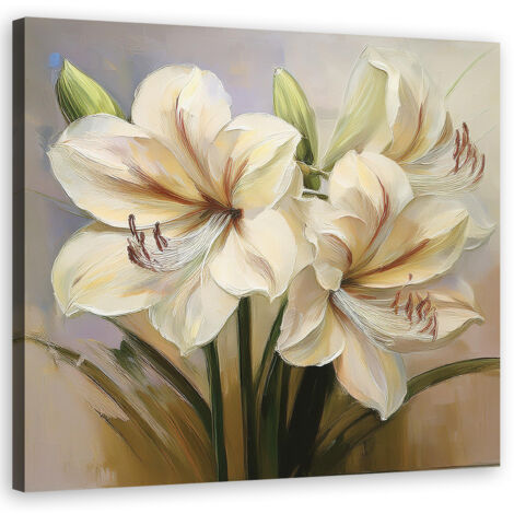 Quadro su tela, Fiore di giglio dipinto - 40x40