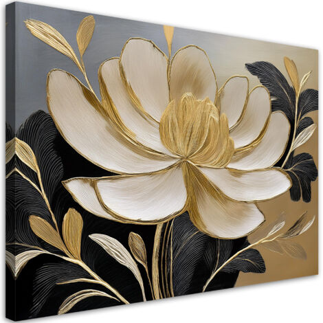Quadro su tela, Fiore d'oro Minimalismo - 100x70