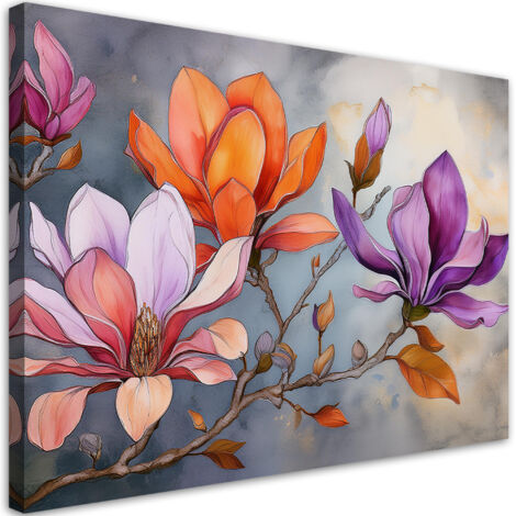 Quadro su tela, Fiore naturale ad acquerello - 100x70