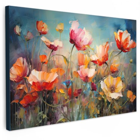 QUADRO SU TELA Fiori - Acquerello - Arte - Botanica - Natura 30x20 cm