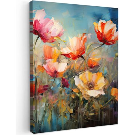 QUADRO SU TELA Fiori - Acquerello - Arte - Botanica - Natura 60x80 cm