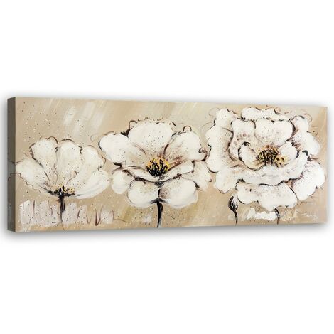 Quadro dipinto a mano alberi in fiore 137x70 cornice per soggiorno