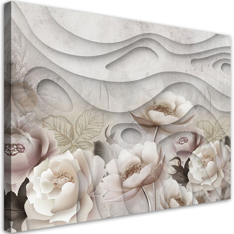 Quadro su tela, Fiori beige in fiore - 60x40