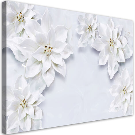 Quadro su tela, Fiori bianchi nevoso di pianta - 60x40