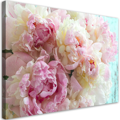 Quadro su tela, Fiori di peonia rosa - 100x70