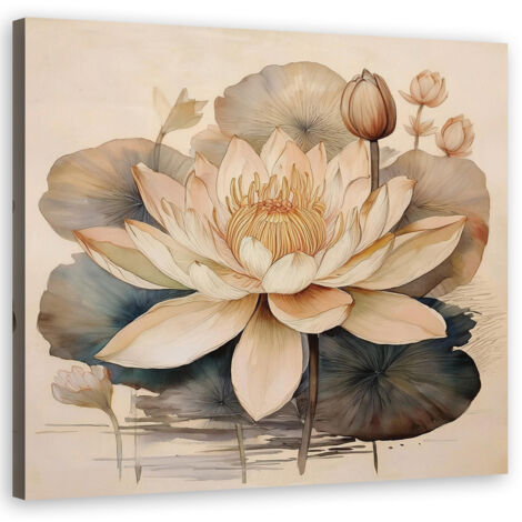 Quadro su tela, Fiori Gigli Botanici - 30x30