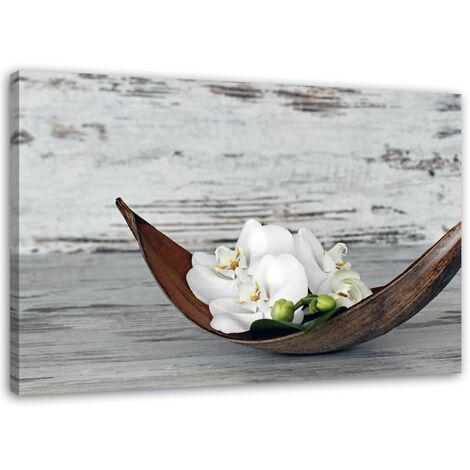 Quadro su tela, Fiori Orchidea Legno Zen Spa - 100x70