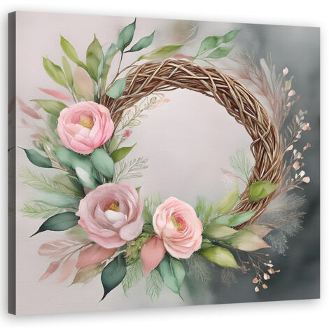 Quadro su tela, Fiori rosa astratti - 30x30