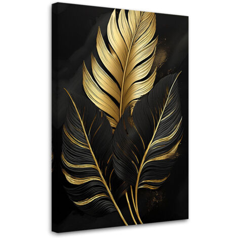 Quadro su tela, Foglie di palma dorate Glamour - 40x60