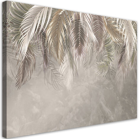 Quadro su tela, Foglie di palma sul cemento 3D - 120x80