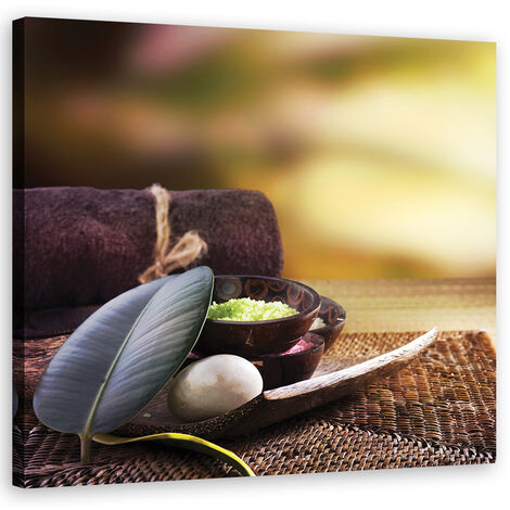Quadro su tela, Foglie di zen spa - 40x40