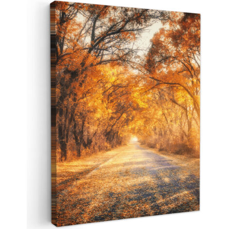 QUADRO SU TELA Foresta - Autunno - Alberi - Sentiero forestale - Natura 60x80 cm