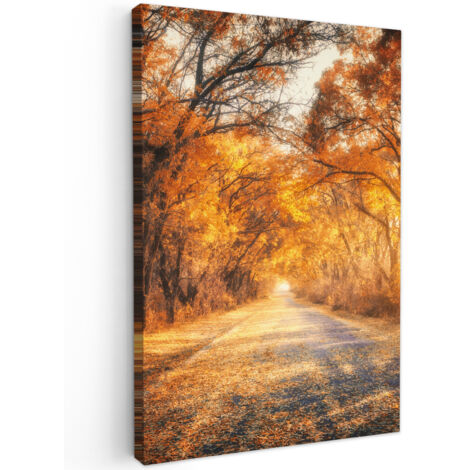 QUADRO SU TELA Foresta - Autunno - Alberi - Sentiero forestale - Natura 60x90 cm