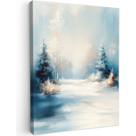 QUADRO SU TELA Foresta - Inverno - Natura - Astratto - Neve 60x80 cm