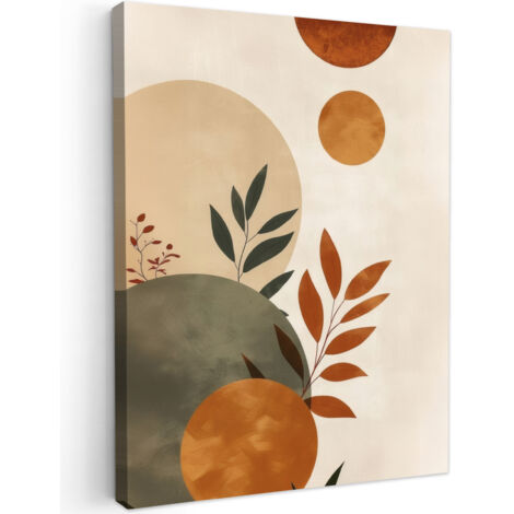 QUADRO SU TELA Forme - Rotonde - Foglie - Beige 60x80 cm