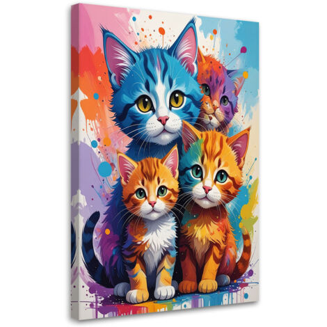 Quadro su tela, Gatti colorati animali, 40x60