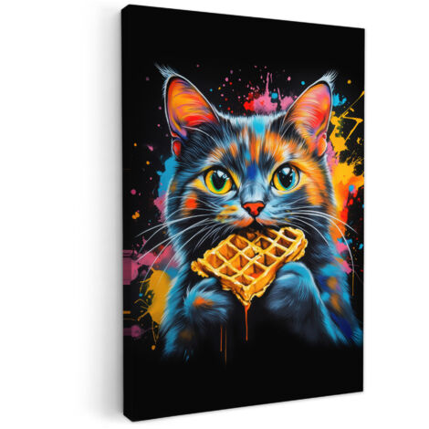 QUADRO SU TELA Gatto - Graffiti - Colorato - Cialda - Cibo 20x30 cm
