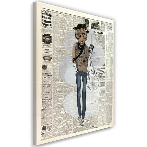 Quadro su tela, Giornale leopardo hipster - 60x90