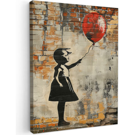 QUADRO SU TELA Graffiti - Banksy - Ragazza - Arte di strada 60x80 cm