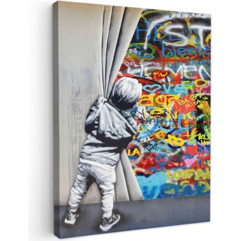 QUADRO SU TELA Graffiti - Ragazzo - Ilussie - Arte di strada 60x80 cm