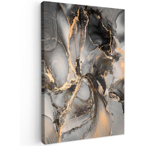QUADRO SU TELA Grigio - Lusso - Oro - Marmo 20x30 cm