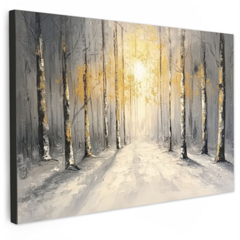 QUADRO SU TELA Inverno - Astratto - Neve - Natura - Sole 30x20 cm