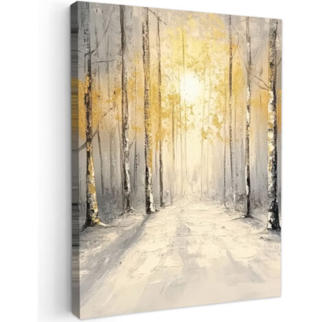 QUADRO SU TELA Inverno - Astratto - Neve - Natura - Sole 60x80 cm