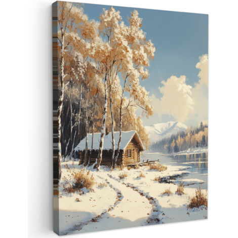 QUADRO SU TELA Inverno - Neve - Casa - Natura 60x80 cm