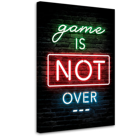 Quadro su tela, Iscrizione per giocatori al neon Gaming - 60x90