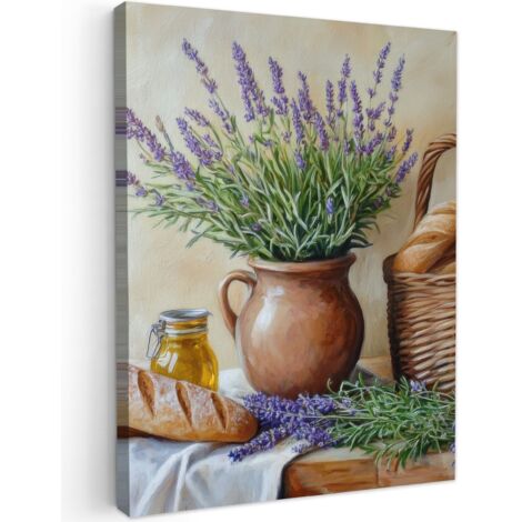 QUADRO SU TELA Lavanda - Pane - Natura morta 60x80 cm