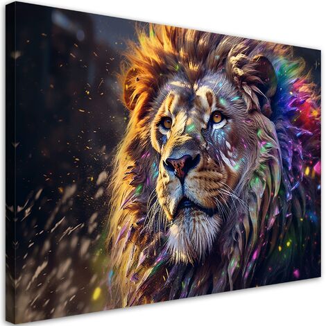 Quadro su tela, Leone Animale Astrazione - 60x40