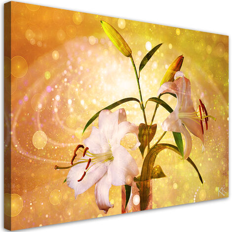 Quadro su tela, Lily su uno sfondo giallo - 90x60