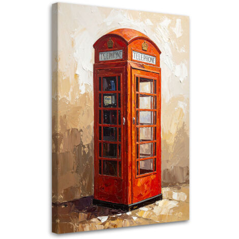Quadro su tela, Londra Cabina telefonica beige - 40x60