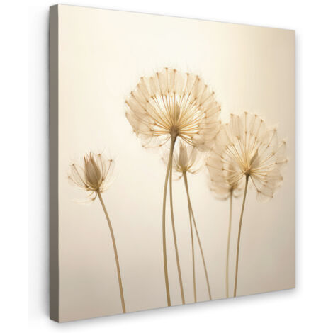 QUADRO SU TELA Luce del sole - Dente di leone - Botanica - Fiori 20x20 cm