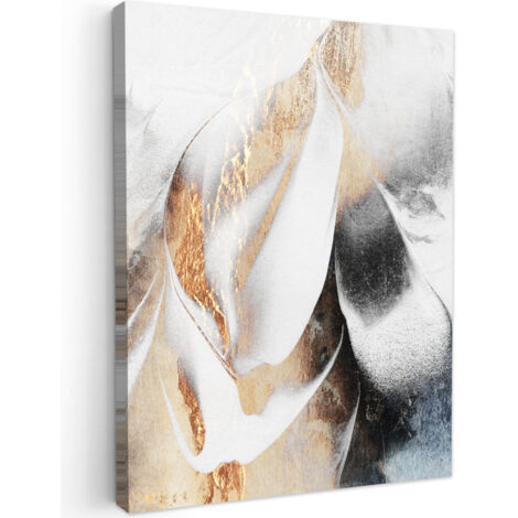 QUADRO SU TELA Lusso - Astratto - Oro - Bianco 60x80 cm