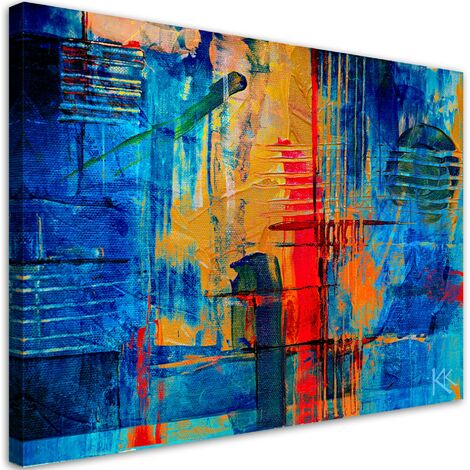 Quadro su tela, Mano di astrazione blu -pinto - 100x70