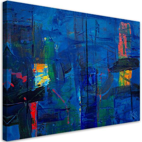 Quadro su tela, Mano di astrazione blu -pinto - 120x80