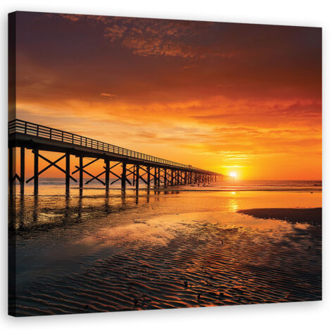 Quadro su tela, Mare Natura Cielo Tramonto - 40x40