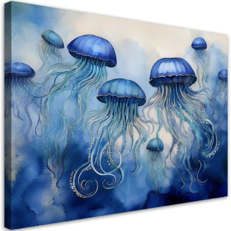 Quadro su tela, Medusa marina blu - 60x40