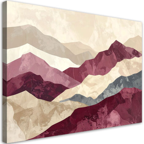 Quadro su tela, Montagne astratte beige bordeaux, 60x40